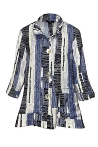 Lior Damen 3/4-Ärmel-Shirt gestreift schwarz und blau Druck - Bild 1 von 2