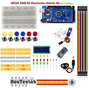 Starter Kit MEGA 2560 R3 Breadboard LED LCD SG90 Jumper Wire Button for Arduino - Foto 1 di 9
