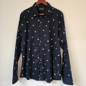 Scotch & Soda Amsterdam Couture Men's Button Down Shirt XXL Black Seashell print - Picture 1 of 17