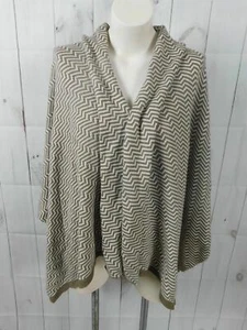 Chico's Marrón Blanco Chevron Asimétrico Frente Abierto Chal Poncho Cárdigan Suéter - Imagen 1 de 4