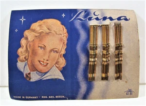 Vintage Luna Bobbie Bob Pin Full Store Display Card Old Store Stock Germany - Picture 1 of 2