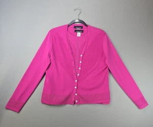 Jones New York Country Cable 2 Piece Sweater Cardigan Tank Set Pink Womens Sz L - Picture 1 of 12