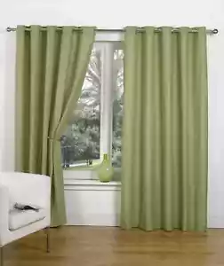 Hamilton McBride Canvas Green Un-Lined Ring Top Curtains W90 x L90 SS11 05 - Picture 1 of 10
