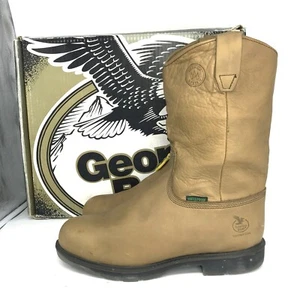 GEORGIA Gummistiefel zum Überziehen Stahlkappe Herren 12W hellbraun Leder wasserdicht - Bild 1 von 16