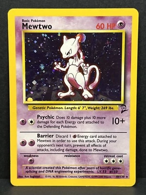 Pokemon TCG Mewtwo 10/130 Base Set 2 Holo WOTC - NM/LP - Image 1 of 2