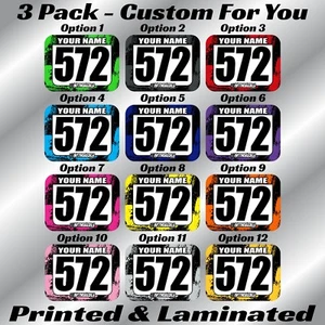 ATV Number Plate Decal Stickers Custom Name Motocross Race MX SX ATV AMA RMZ RM - Picture 1 of 4