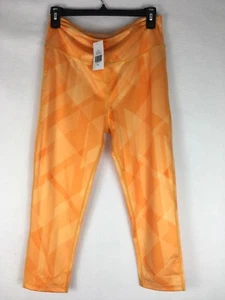 Orange Theory-Orange Geometric Basic Capri Yoga Pants Zipper Pocket NWT Sz Large - Picture 1 of 7