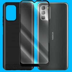 2in1 Tempered Glass Screen Protector Carbon Fiber Case for Nokia G400 5G N1530DL - Picture 1 of 1