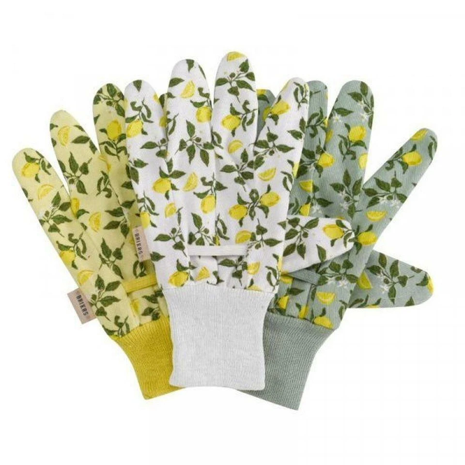 Briers Gardening Gloves Sicilian Lemon Cotton High Grips Ladies Medium 3pck - Image 1 of 1