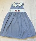 Betti Terrell Girls Size 6x Smocked Dress American Flag 4th Of July Blue Checked