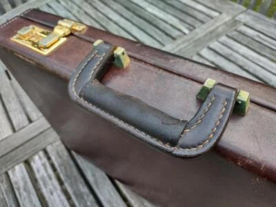 Maletín Atlas vintage arnés de cuero marrón 18 x 13 Foto 1 de 4