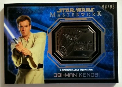 🔥OBI-WAN KENOBI 2016 Star Wars Masterwork Medallion Relics Silver 93/99 MENACE! - Image 1 of 3