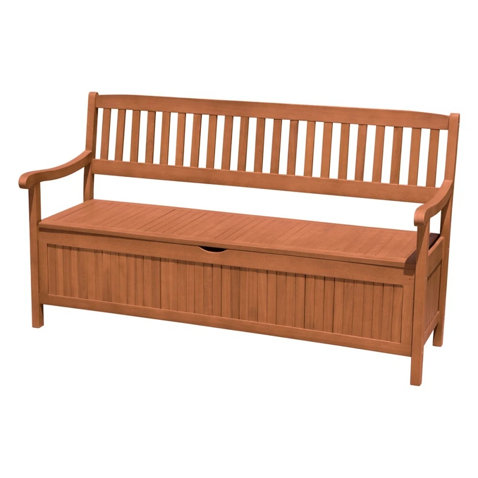Garden Pleasure Holz Garten Bank Aufbewahrung Truhe Parkbank Sitzbank braun  - Bild 1 von 1