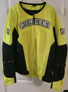 Speed & Strength S/S Motorcycle Jacket Safety Yellow & Black Padded Size XL Read - Picture 1 of 12