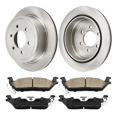 Rear Drilled Rotors Ceramic Brake Pads For Ford F-150 2004-2011 Lincoln Mark LT Foto 1 de 4