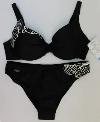 Ex Naturana женщины черный размещения печати проводной бикини комплект - размер 10/32B - Изображение 1 из 4