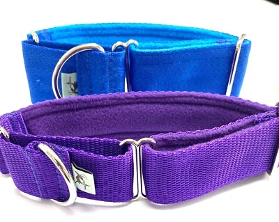 greyhound/ whippet/ fleece lined martingale dog collar 1.5" deep - Image 1 of 3
