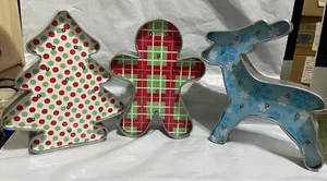 Juego de 3 decoraciones de mesa de vacaciones cortador de galletas de metal iluminado de carril de invierno - nuevo - Imagen 1 de 1