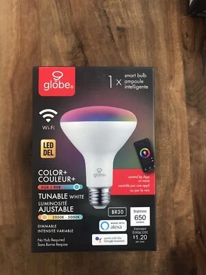 Globe Electric 65 W E26 BR30 Wi-Fi Smart LED Light Bulb Color Changing RGB  - Image 1 of 4
