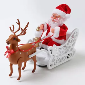 Elk Pull Sled Santa Claus Music Dance Doll Toy Singing and Dancing Fun Kids Gift - Picture 1 of 10