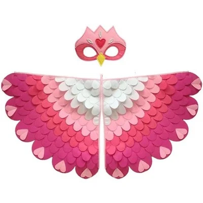 LAUREL & MASON Flamingo Bird Kids Costume - 2Pcs Mask and Wings Felt Fancy Dress Ages 3-8