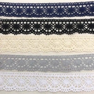 3m Vintage Style Cotton Lace Edge Trimming, 4.5cm, white ecru black navy or grey - Picture 1 of 6
