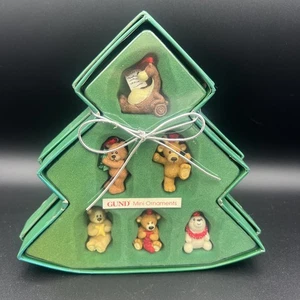 VINTAGE GUND Christmas Bear Countdown to Christmas 6 Mini Ornament Tree Holiday - Foto 1 di 10