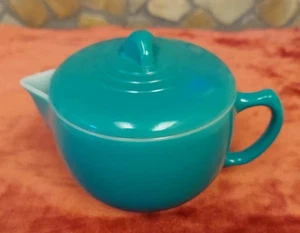 Hazel Atlas Tetera Pequeña Anfitriona Tono Moderno Niño Turquesa/Aqua Tapa Juego de Té - Imagen 1 de 2