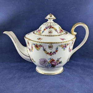 1920's Schumann Bavaria "Rheinland" Porcelain Teapot, Floral Garlands & Gold - Picture 1 of 10