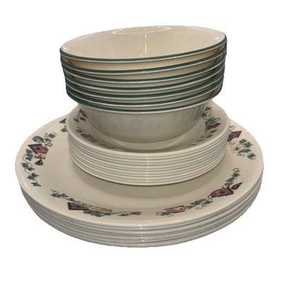 Juego de 26 platos de cena y postre Corelle Garden Home Birdhouses y cuencos de cereales Foto 1 de 4