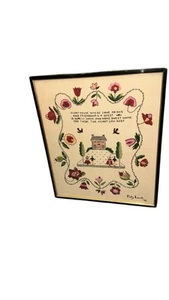 Vintage-Nearly Antique Cross-Stitch Signed Polly Leach '33 framed 17.5x14.5" - Picture 1 of 16