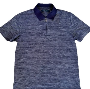 Perry Ellis 1/4 Zip Polo Shirt Men’s Small Blue Short Sleeve - Picture 1 of 7