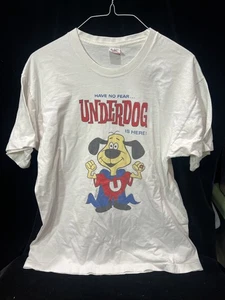 Vintage 1990s UNDERDOG T-shirt White XL  - Picture 1 of 3