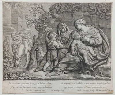 In medium peruade - Dorigny n. Sarazin - Kupferstich Hl. Familie Elisabeth 1750 - Bild 1 von 4