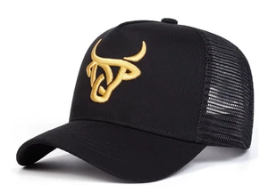 Schwarz Gold Cow Boy OX Kappe Mütze Baseball Netz Trucker Druckknopflasche verstellbar Texas - Bild 1 von 2