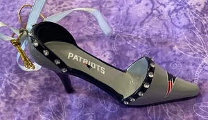 New England Patriots NFL Christmas Ornament High Heels Stilettos Rhinestones - Picture 1 of 6