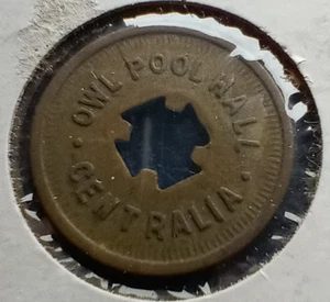 Owl Pool Hall - Centralia, Washington - 5 Cent Trade Token / Coin - Picture 1 of 2