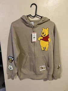Disney Winnie Puuh Damen Hoodie Sweatshirt-Jacke mit durchgehendem Reißverschluss beige Small - Bild 1 von 10