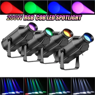 COB RGB 200W COB Beam Stage Light Manual focus DMX Show Party Disco DJ Lighting - Image 1 of 4