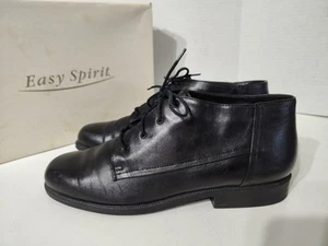 Vintage Easy Spirit Black Leather Bootie Shoes Size 9.5 M - Picture 1 of 9