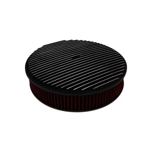 Kit de purificador de aire redondo de aluminio con aletas completas de 14" X 3", filtro lavable rojo, plano B - Imagen 1 de 5