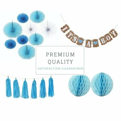 Baby Boy Baby Shower Decorations- It's A Boy- Blue Decor - Image 1 of 4