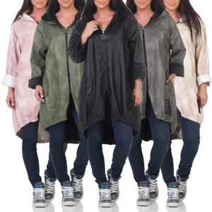 Chaqueta de mujer con capucha chaqueta de transición abrigo largo todo clima lluvia abrigo parka viento - Imagen 1 de 26