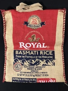ROYAL BASMATI RICE Sackleinenbeutel mit Henkeln & Reißverschluss *LEERE TASCHE* - Bild 1 von 3