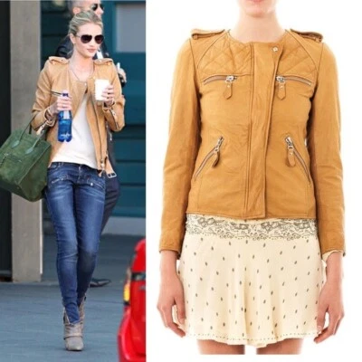 Isabel Marant Étoile Kady Quilted Lamb Leather Jacket Sand Cognac US4 Small - Image 1 of 4