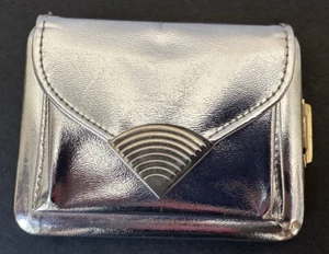 1940s VTG cigarette case Lin Bren silver metallic slide clasp coin pocket USA - Picture 1 of 23
