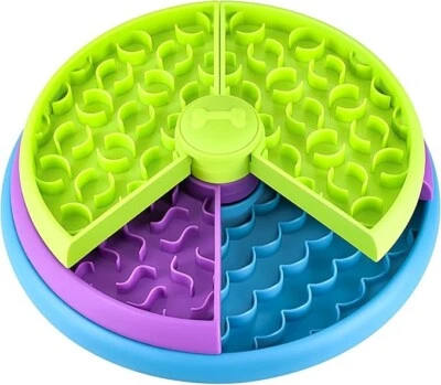 LUKITO Slow Feeder Dog Bowls - 3 Layers Interactive Puzzle Game Anti-Slip Eating Maze