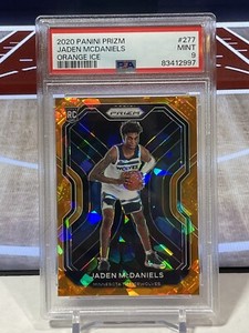 2020-21 Panini Prizm Orange Ice Prizm Jaden McDaniels #277 Rookie RC PSA 9