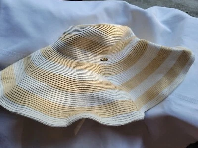 Sombrero De Papel Papillon De Colección Ala Ancha Enorme Años 90 O/S Sombrero Caramelo Protección Solar Foto 1 de 3