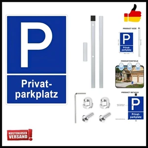 Privatparkplatz Schild mit Pfosten Höhe 90 cm, Parkverbot Schild für Privatgr... - Bild 1 von 8